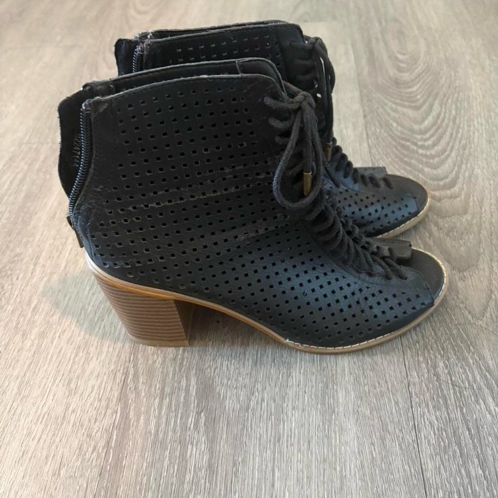 Forever 21 Black Perforated Heeled Boots